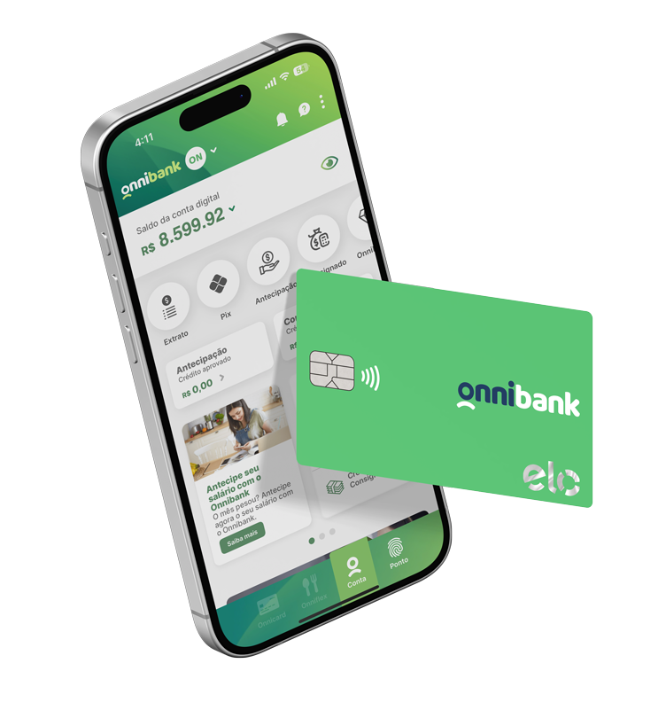 Tudo em um só app e cartão